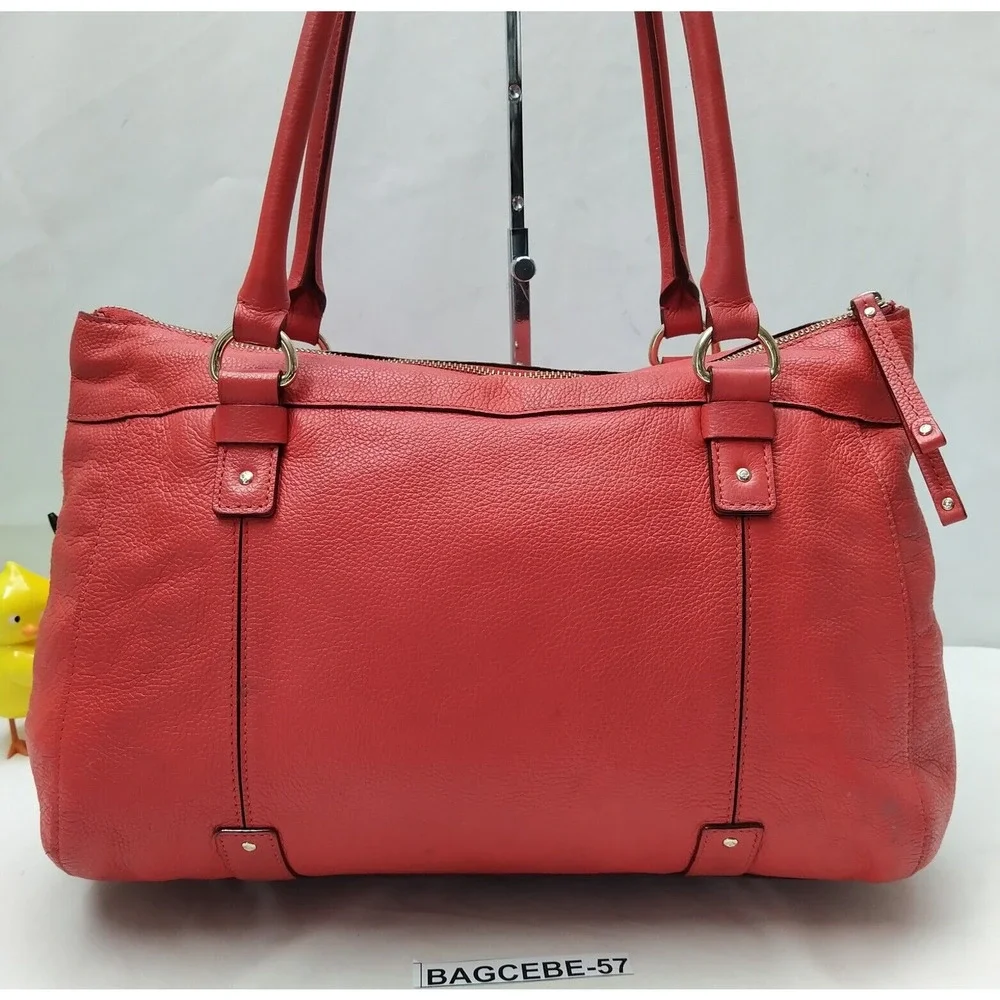 Kate Spade New York Red Pebbled Leather Double Handles Satchel Shoulder Bag